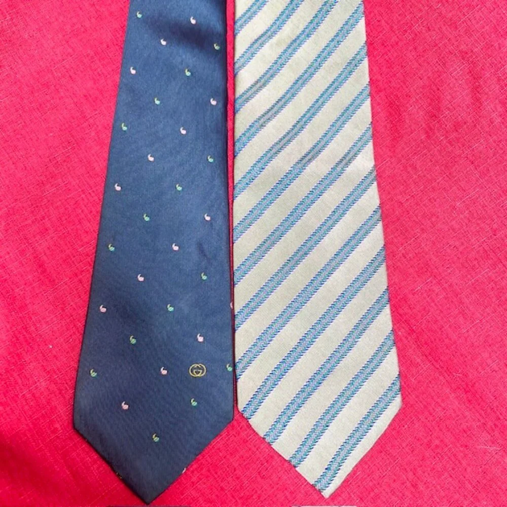 2 Neck Ties Silk: Gucci dark green & KT Homme +1 Kenzo Paris Handkerchief (40)